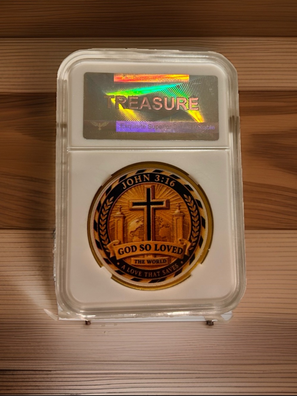 John 3:16 wonderful Christian Commemorative Coin - Gold/Blue Toned